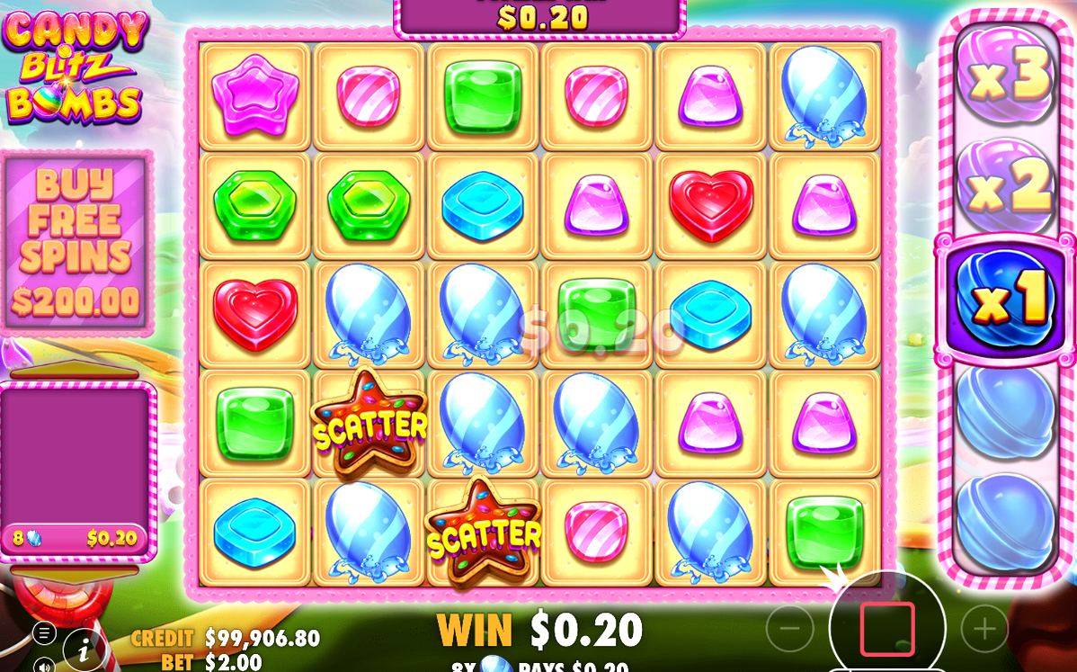 Win screen after the Tumble Feature cascades