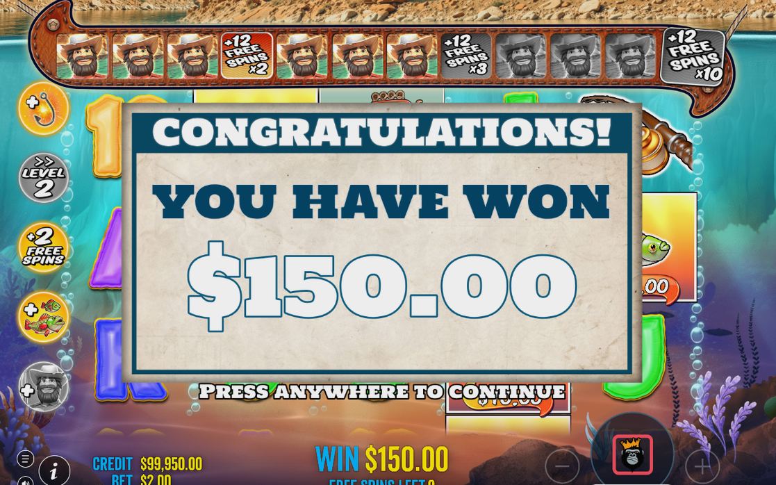 Win screen after symbols pay on a payline